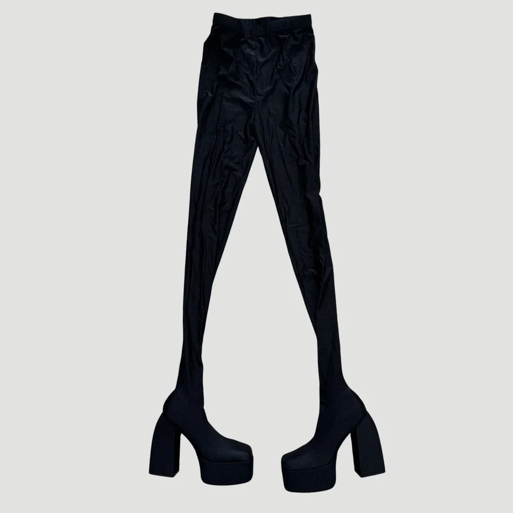 Azalea Wang Heyhey Black Platform Pant Boots 7.5 Clubwear baddie 90s Goth NIB